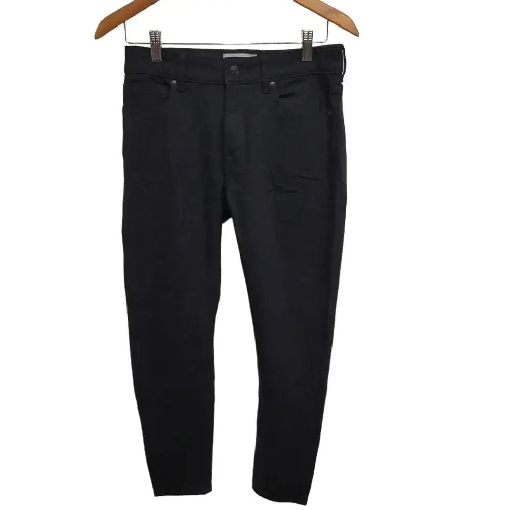 Everlane Mid Rise Black Denim Straight Leg Skinny Jeans Size 27